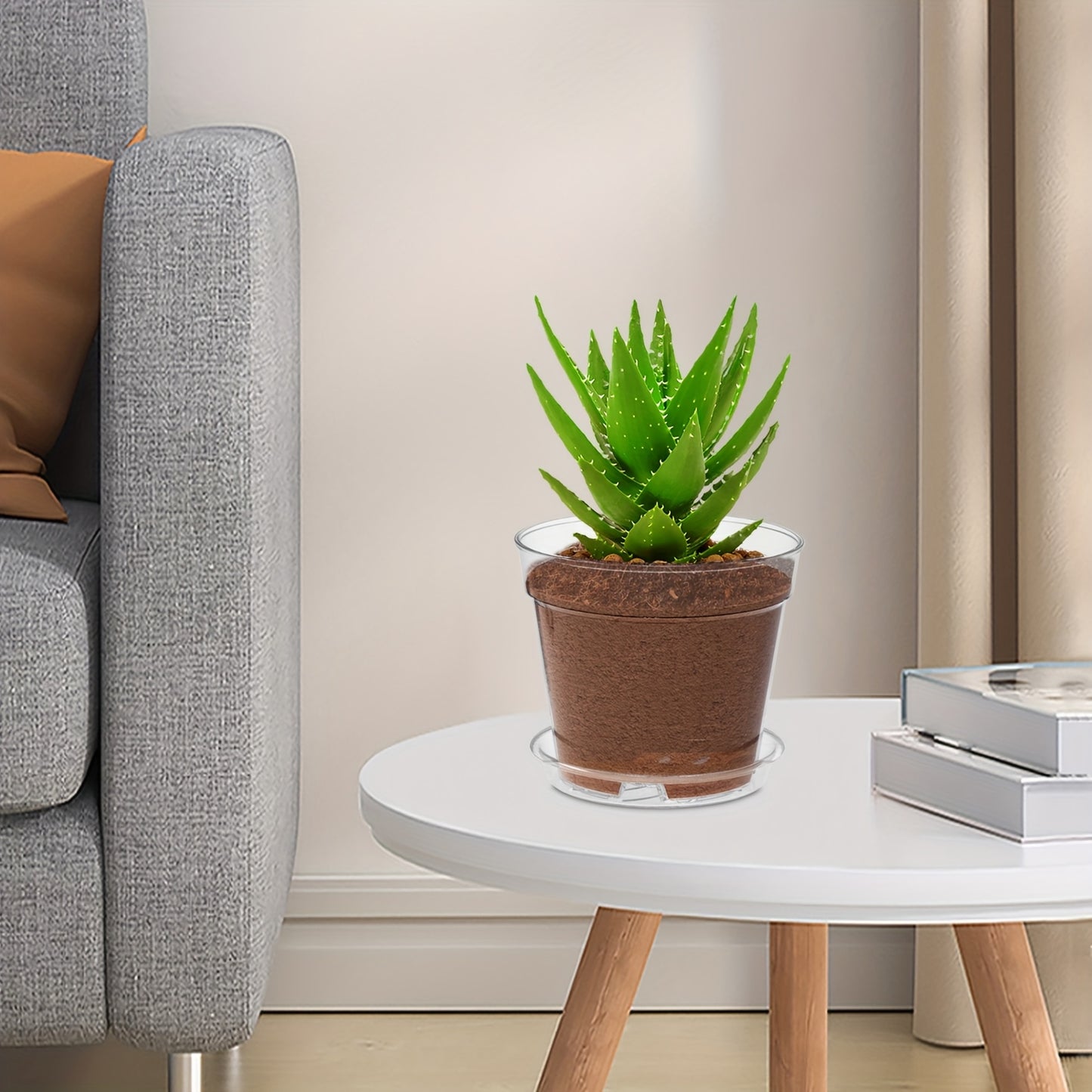 Plastblomkruka med Bricka - 9cm - CC Krukan