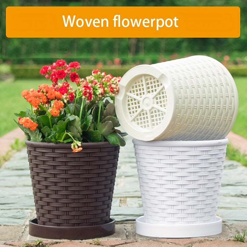 1pk-2st Blomkrukor med Bricka - 18cm - 2 Olika Färger - CC Krukan