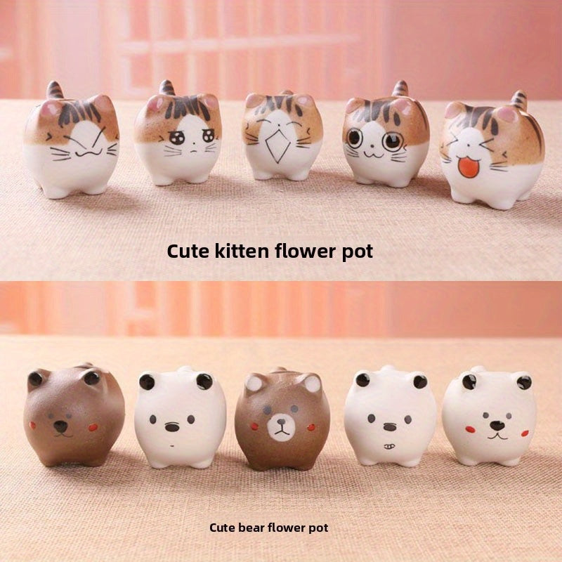 1pk-5st Katt & Björn Blomkrukor - 5cm - 2 Modeller - CC Krukan