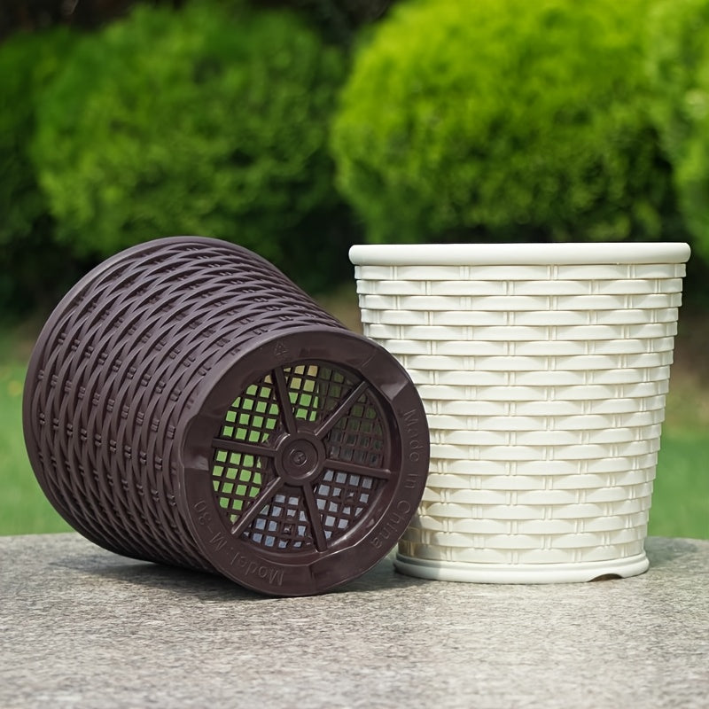 1pk-2st Blomkrukor med Bricka - 18cm - 2 Olika Färger - CC Krukan