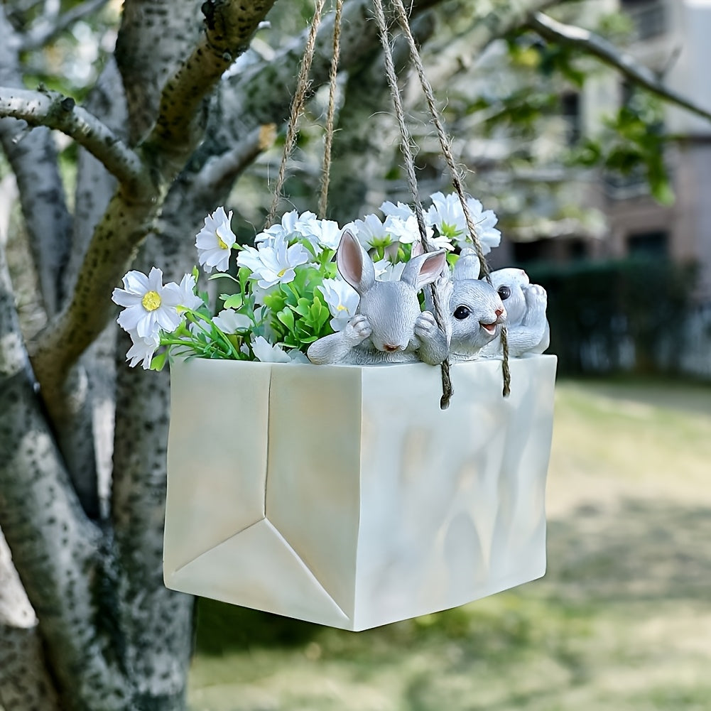3 kaniner i en blomkrukor - 18cm - CC Krukan