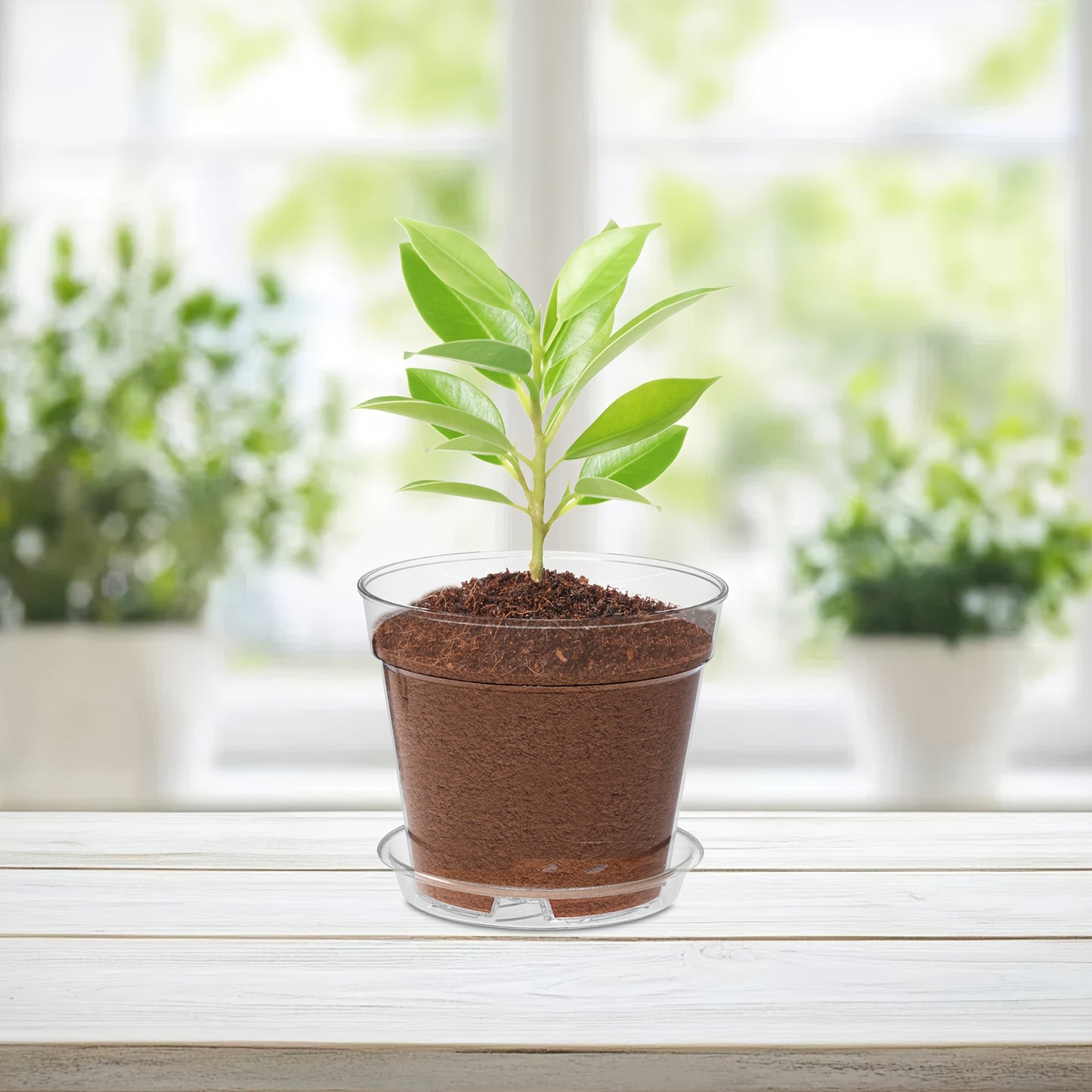 Plastblomkruka med Bricka - 9cm - CC Krukan