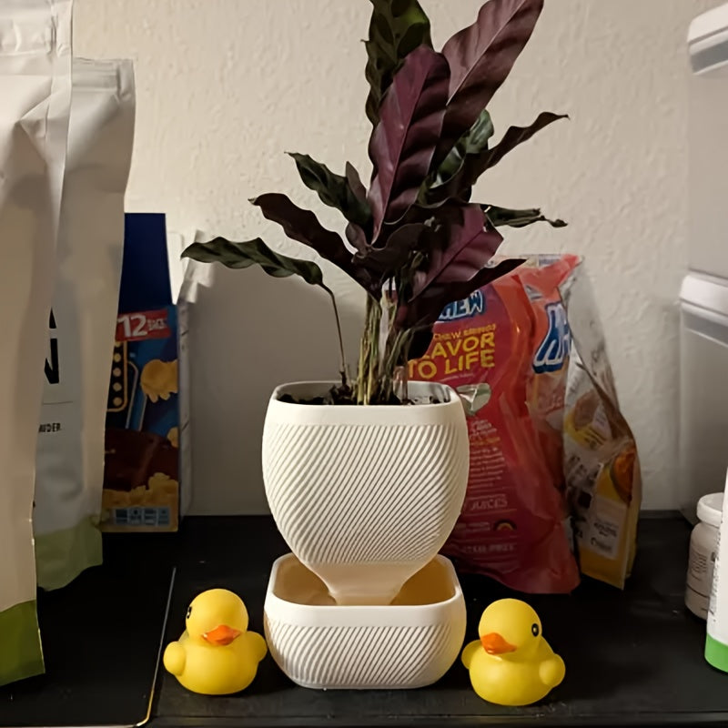 Fyrkantig Plastkruka med Självbevattning - 14cm - 4 Olika Färger - CC Krukan