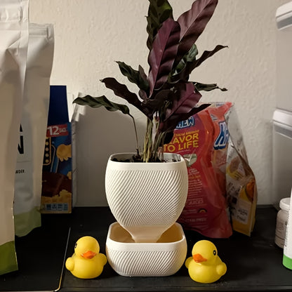 Fyrkantig Plastkruka med Självbevattning - 14cm - 4 Olika Färger - CC Krukan