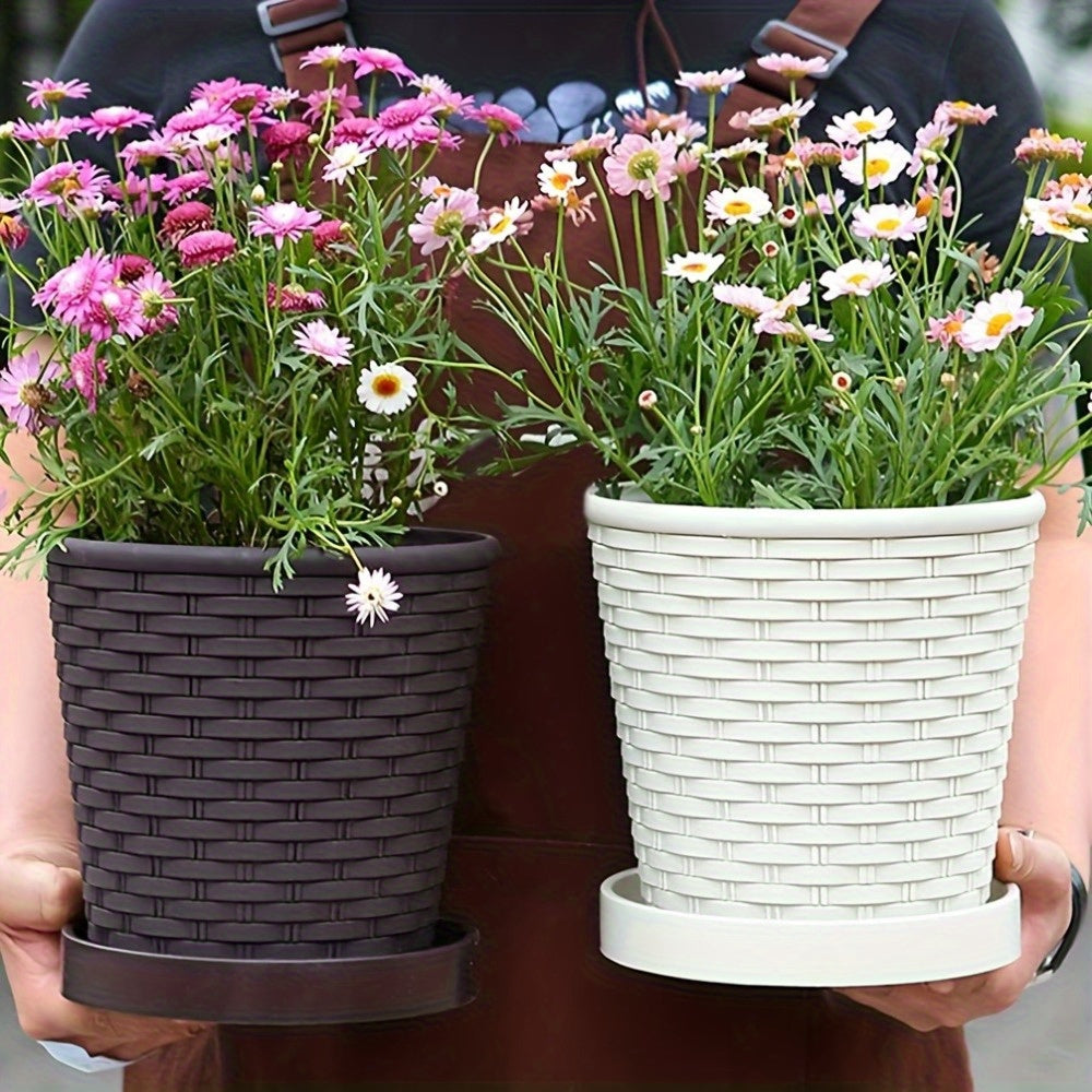 Blomkruka med Bricka - 13cm - 3 Olika Färger - CC Krukan