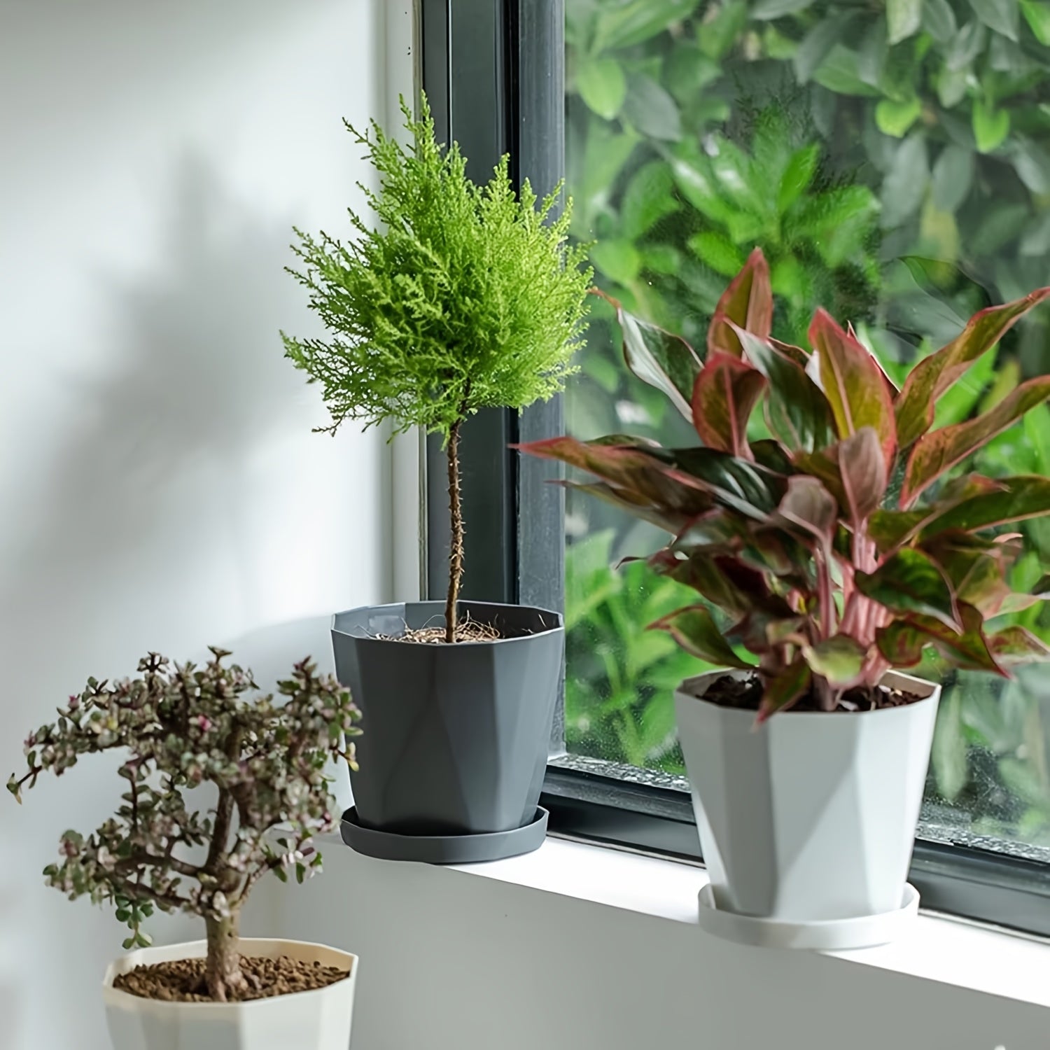 1pk-4st Blomkrukor med Bricka - 15,5cm - 3 Olika Färger - CC Krukan