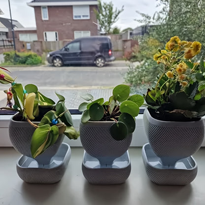 Fyrkantig Plastkruka med Självbevattning - 14cm - 4 Olika Färger - CC Krukan