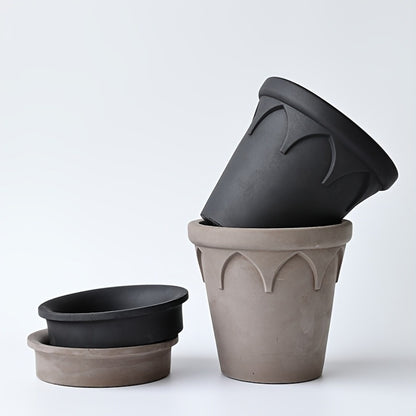 Blomkruka med Bricka - 15cm - 2 Olika Färger - CC Krukan