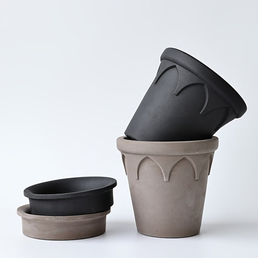 Blomkruka med Bricka - 15cm - 2 Olika Färger - CC Krukan