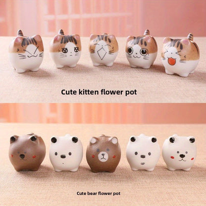 1pk-5st Katt & Björn Blomkrukor - 5cm - 2 Modeller - CC Krukan