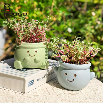 Ansikts Blomkrukor - 8cm - 4 Olika Färger - CC Krukan