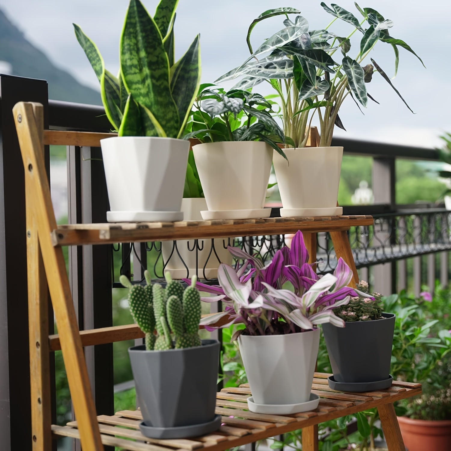 1pk-4st Blomkrukor med Bricka - 15,5cm - 3 Olika Färger - CC Krukan