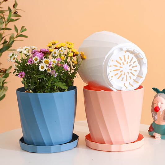 1pk-2st Blomkrukor med Bricka - 15,5/18,5cm - 3 Olika Färger - CC Krukan