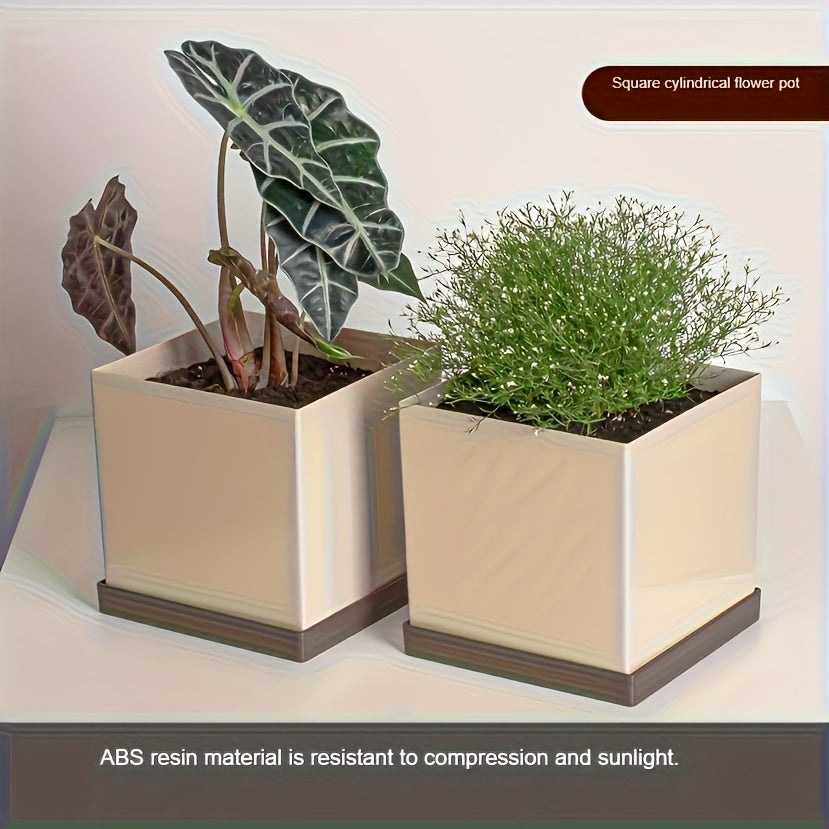 Fyrkantiga Blomkruka med Bricka - 20cm - CC Krukan