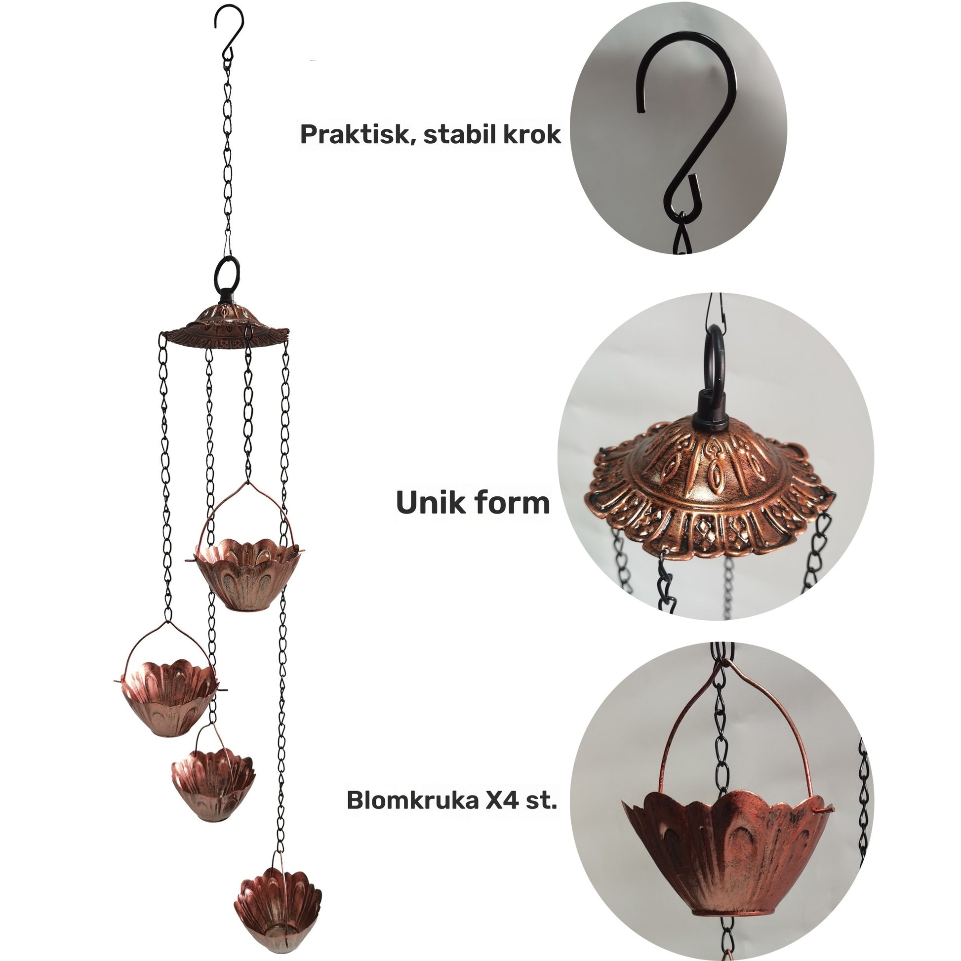 Hängande Metall Blomkrukor - 90cm - CC Krukan