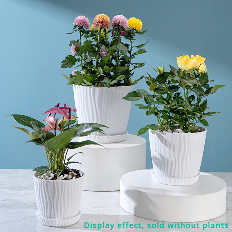 1pk-3st Blomkrukor med Bricka - 10/12,5/15,5cm - CC Krukan