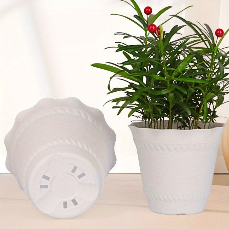 1pk-3st Plastkrukor med Bricka - 10,5/14,5cm - 2 Olika Färger - CC Krukan