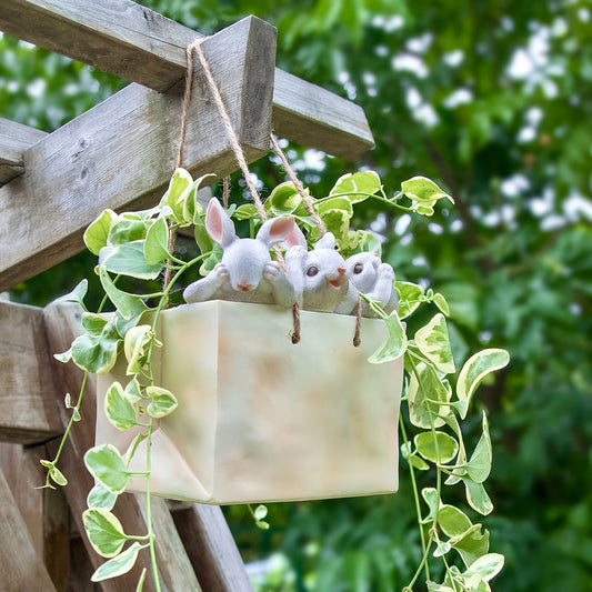 3 kaniner i en blomkrukor - 18cm - CC Krukan