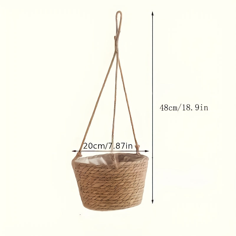 Makramé med Vävd Jute Remsor - 48cm - CC Krukan