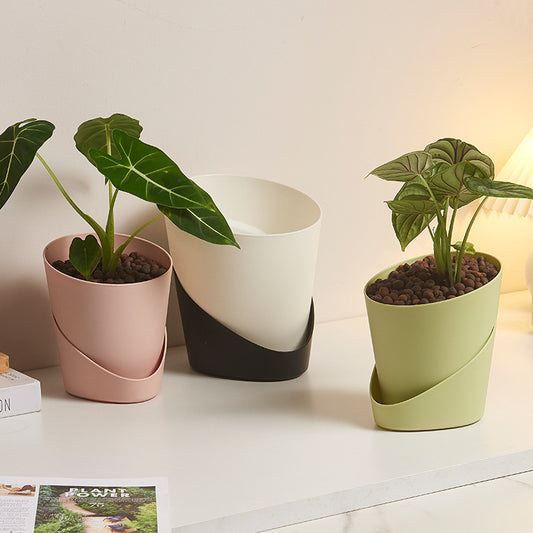 Blomkruka med Bricka - 18cm - 3 Olika Färger - CC Krukan